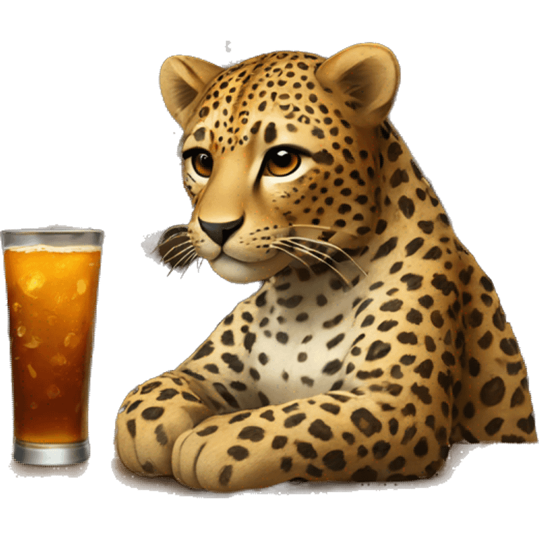 Leopard sitting at a bar emoji