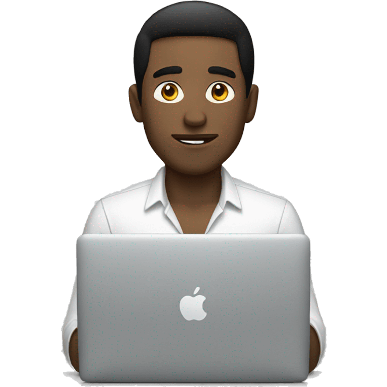 white man with black hair working macbook emoji