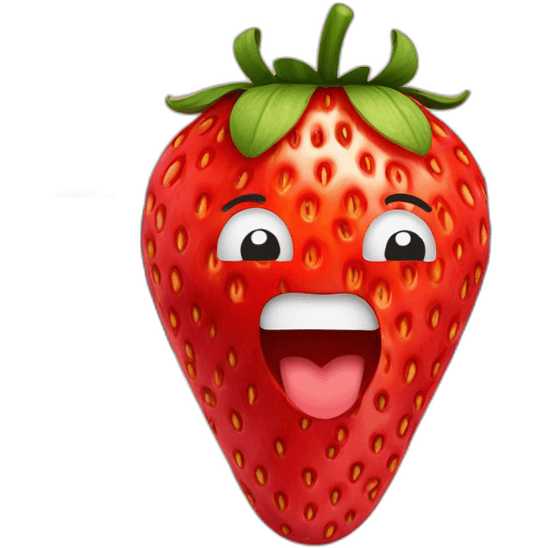 Strawberry with a belt squeezing it emoji