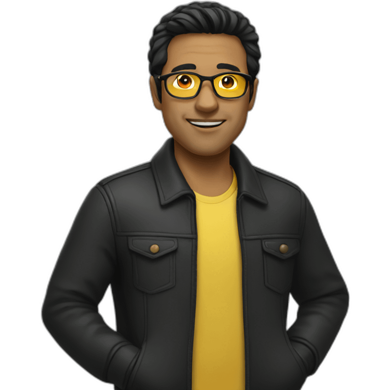 Man with yellow tinted glasses and black hair  emoji