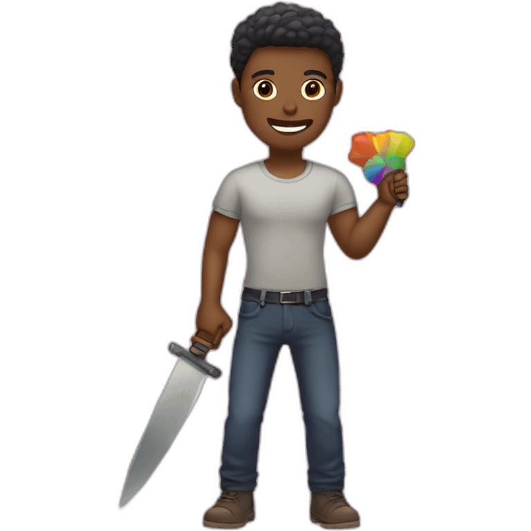 Gay people holding a toy knif emoji