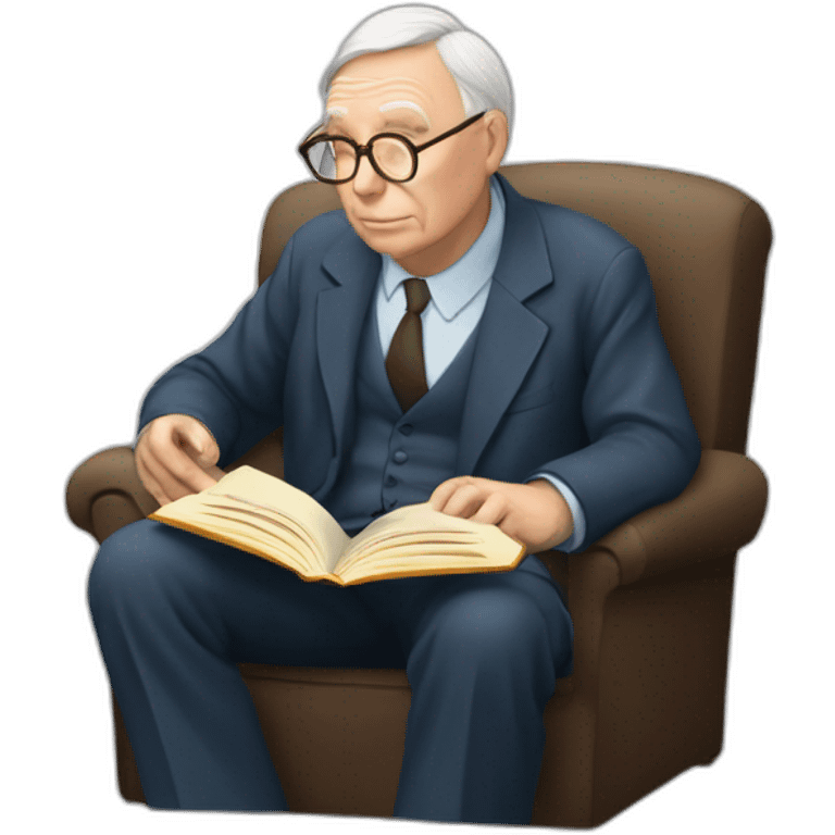 old charlie munger reading a book while thinking emoji