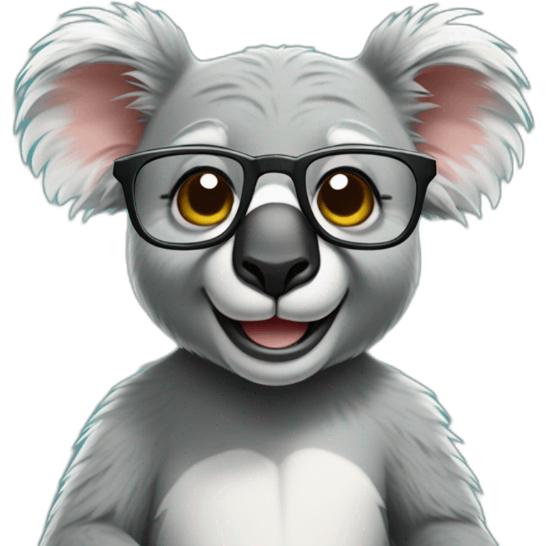 winking koala with glasses and crroked teeth emoji