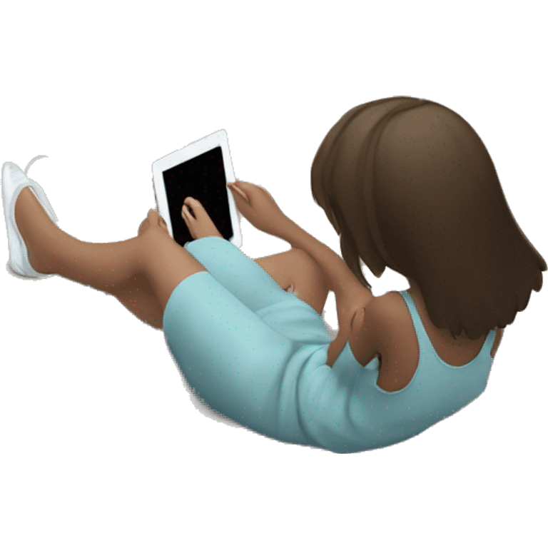 Girl watching iPad on the ground emoji