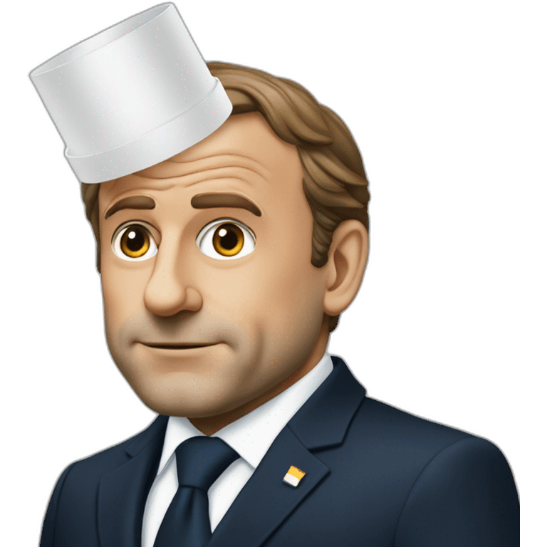 president macron with funnel on the head emoji