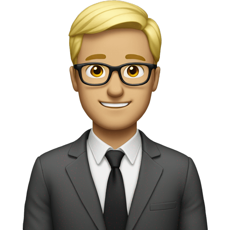 Blonde man with black eyeglasses emoji