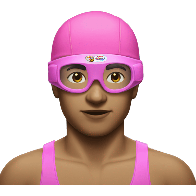 swimmer with pink goggles and cap emoji