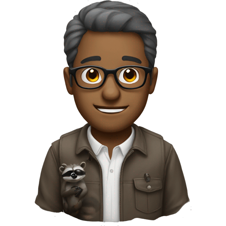 Man with glasses and raccoon emoji