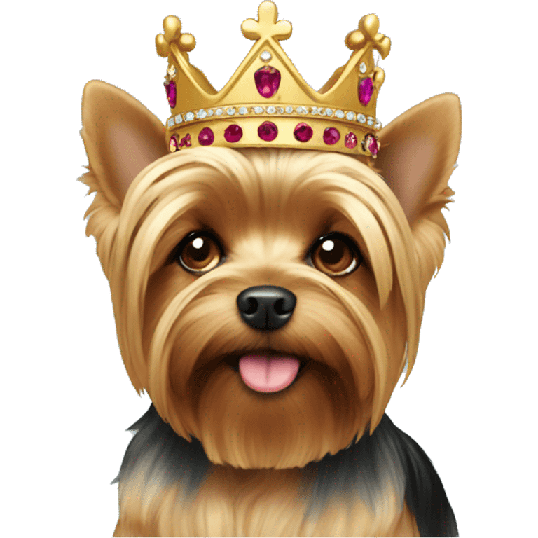 Yorkie wearing a crown emoji