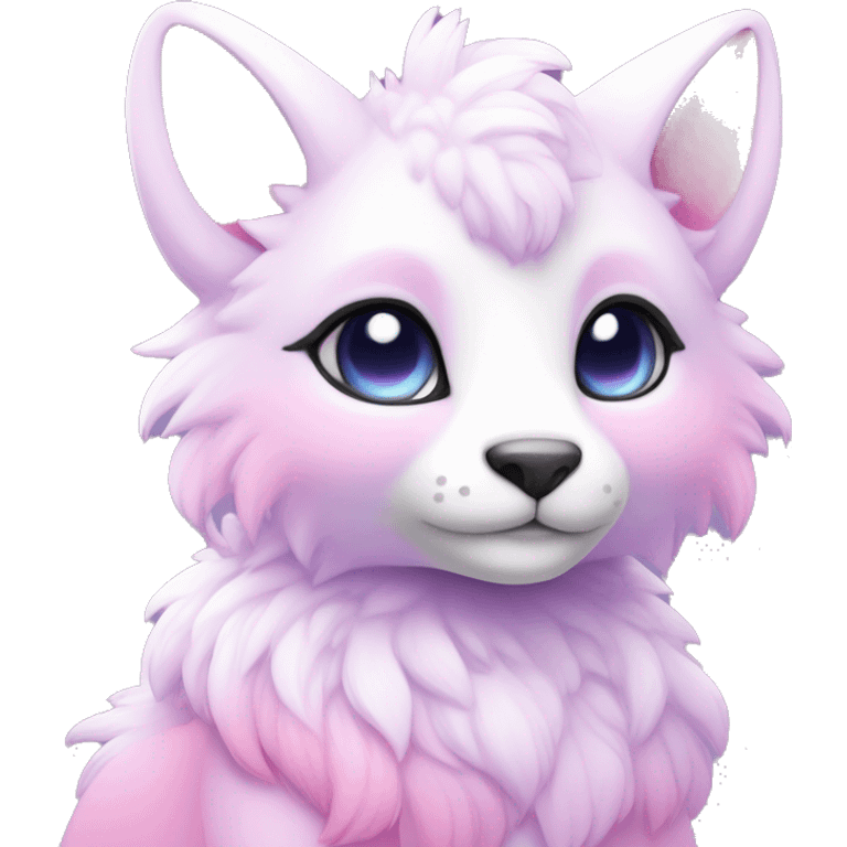 Kawaii colorful bright light pastel lilac-pink-white-gradient fantasy ethereal anthro fursona animal creature emoji