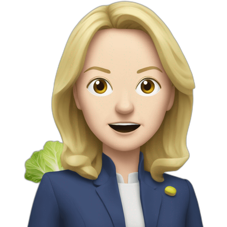 liz truss fighting a lettuce emoji