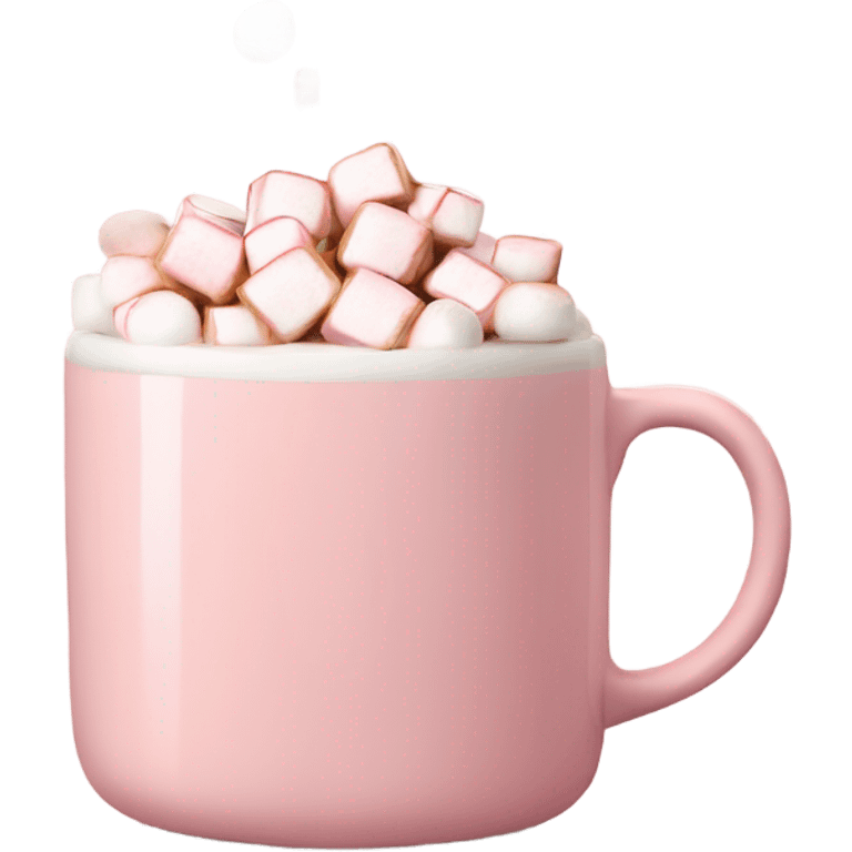 Light Pink mug of hot chocolate with marshmallows  emoji