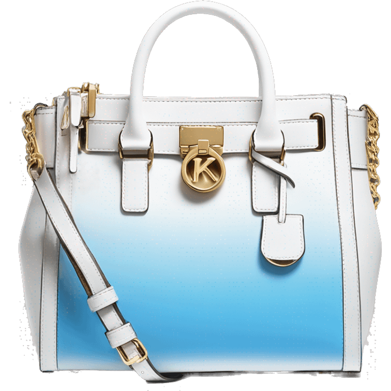 Realistic sky blue to white ombre michael kors satchel purse. emoji