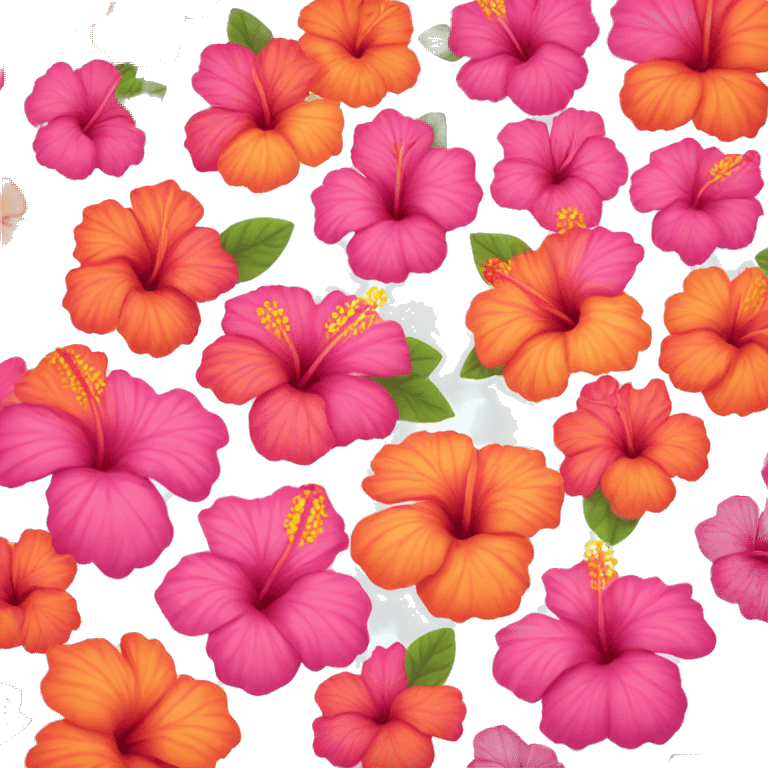 hot pink and orange hibiscus flower emoji