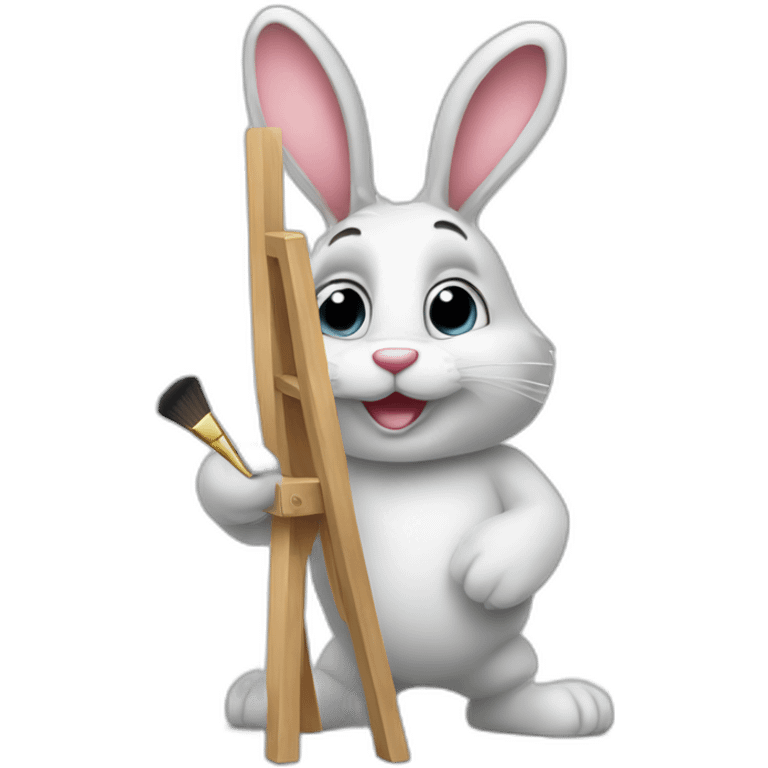 yugy bunny painter easel brush emoji