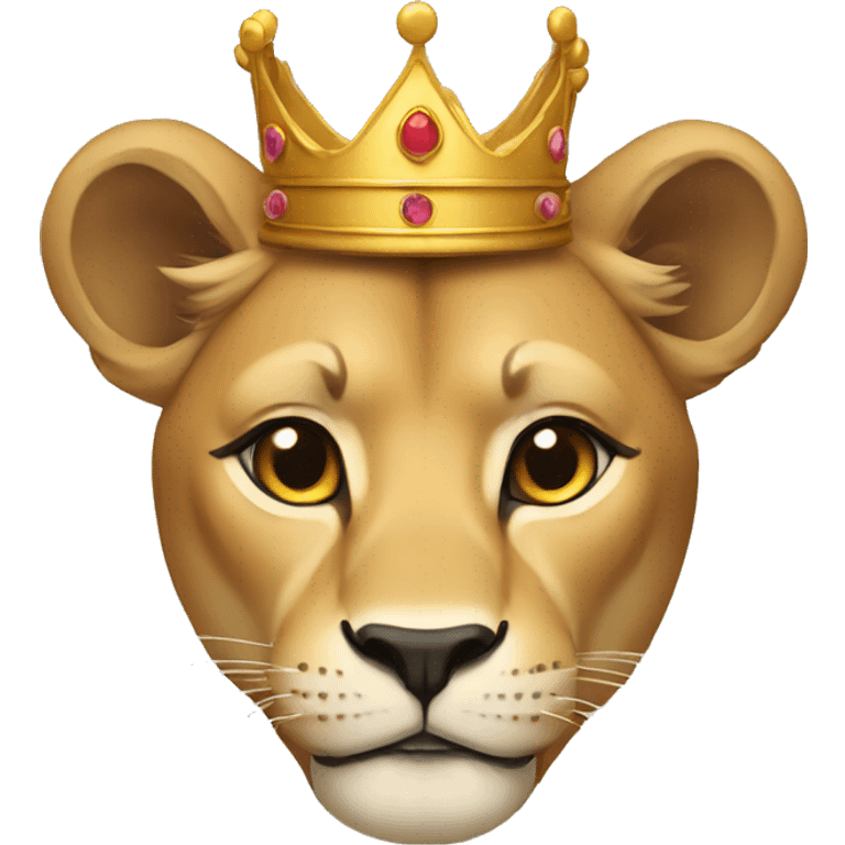 a lioness with a crown and a queen's costume emoji