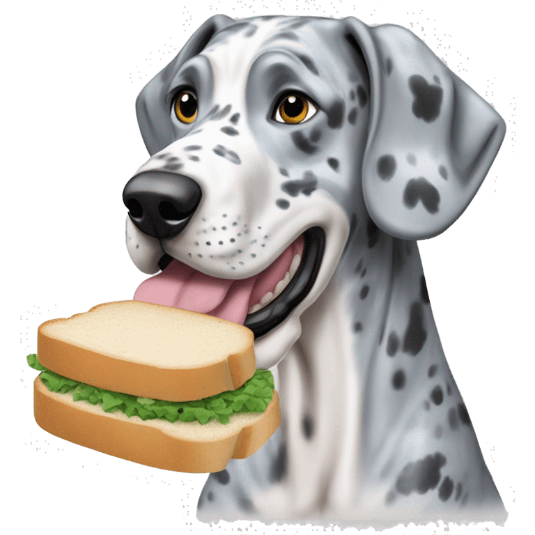 Blue Merle Great Dane eating white bread emoji