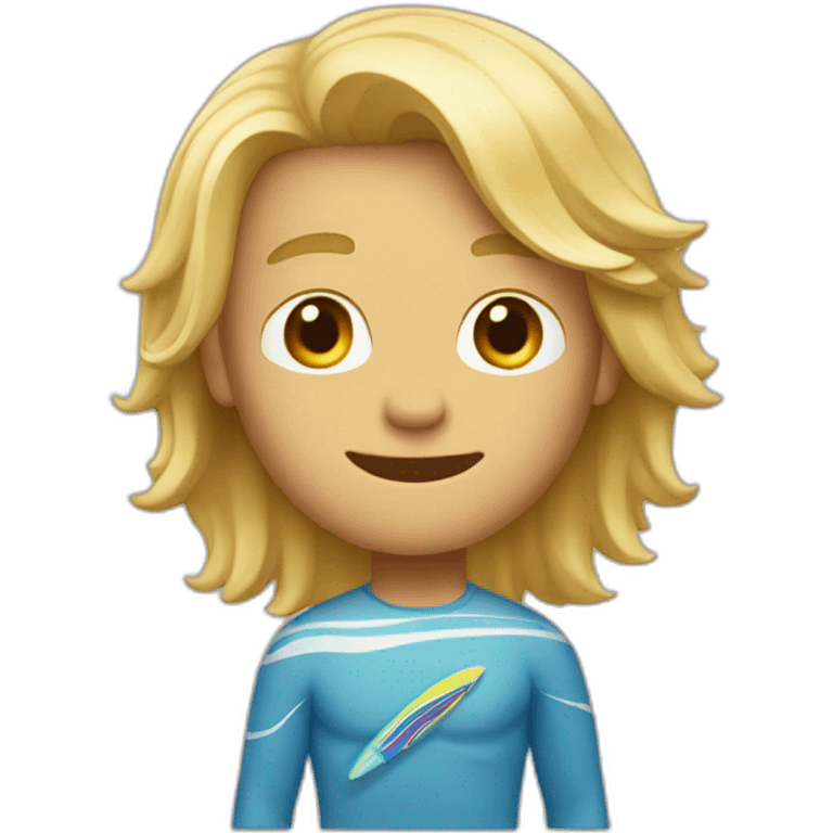 A man with blond hair thats long and hes a surfer dude emoji