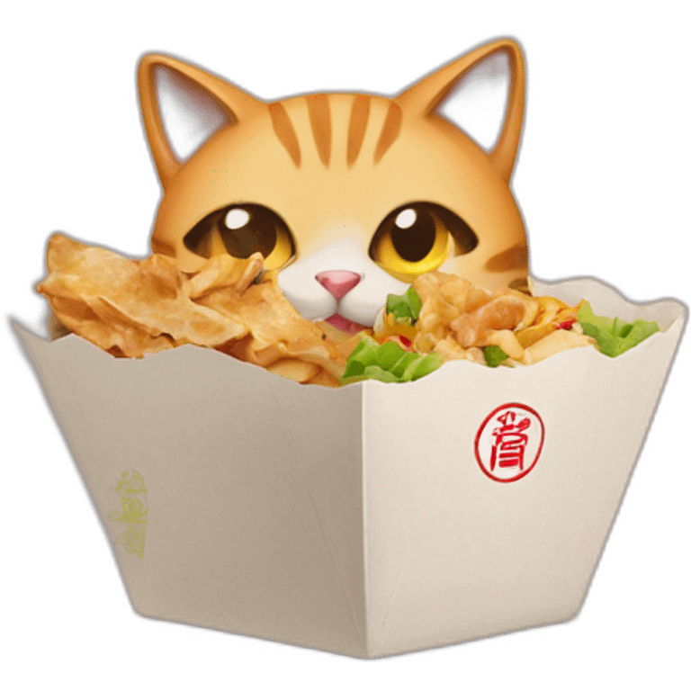 Cat eating Chinese takeout  emoji