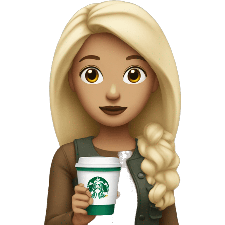 Blonde girl with starbucks cup in hand emoji