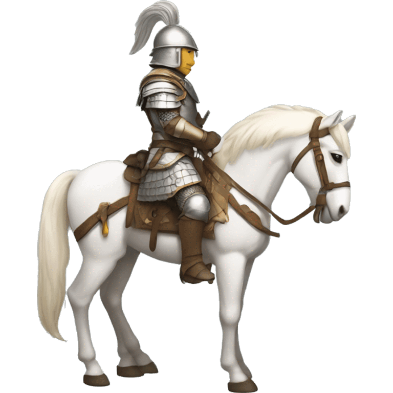 a white avar nomadic soldier on a horse from the side with little armor on emoji