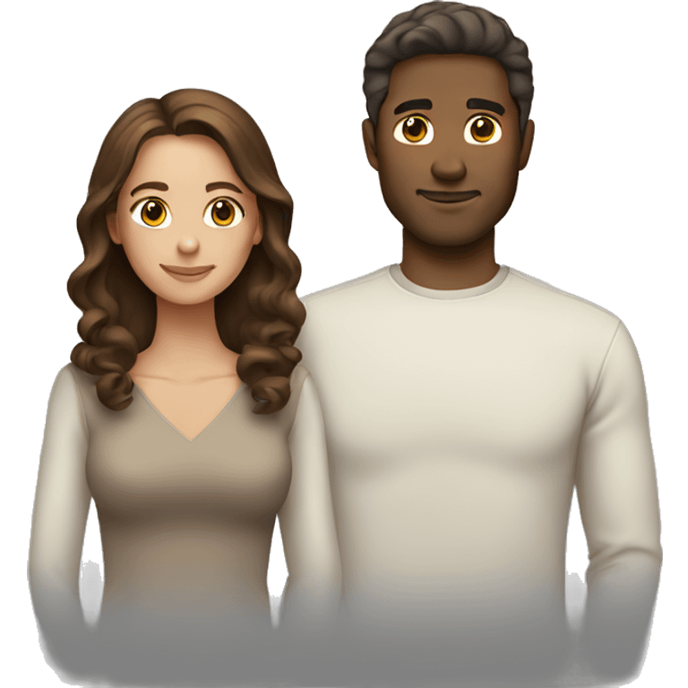 Couple with brown hair emoji