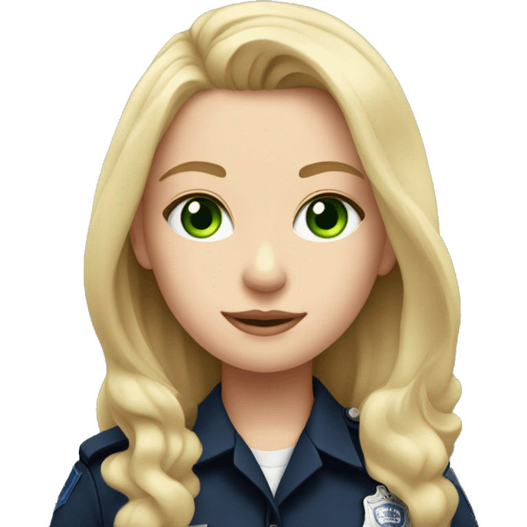 Pale girl with long blonde hair and green eyes in police uniform  emoji