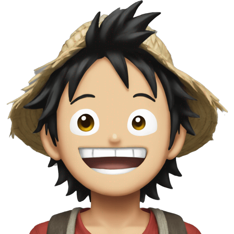 Luffy from one piece with happy face emoji