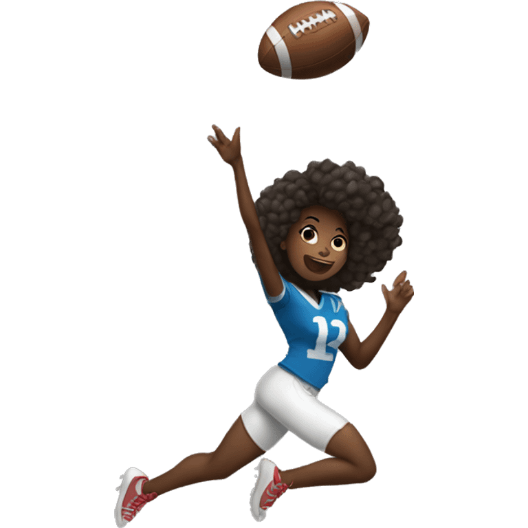 Black girl throwing a football emoji