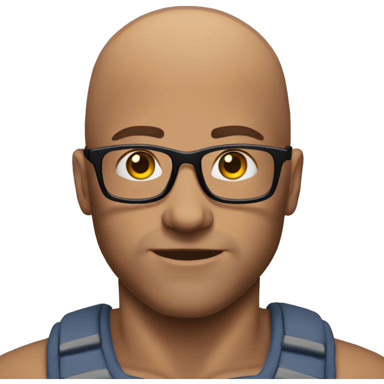 Muscular bald guy glasses  emoji