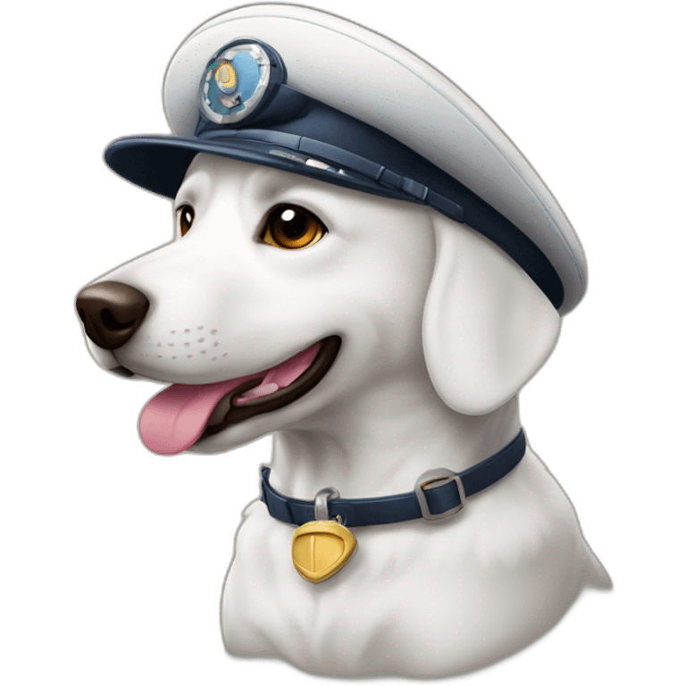 Perro blanco con gorra de piloto aviador emoji