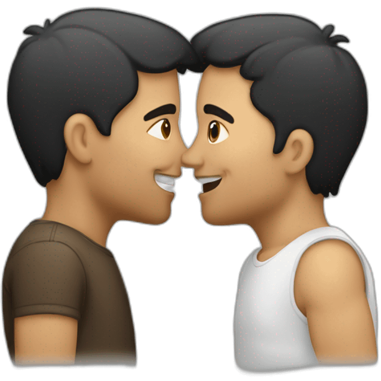 Latino-male-and-caucasian-male-kissing emoji