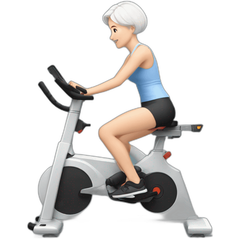 realistic exercise bike and one girl with short white hair emoji