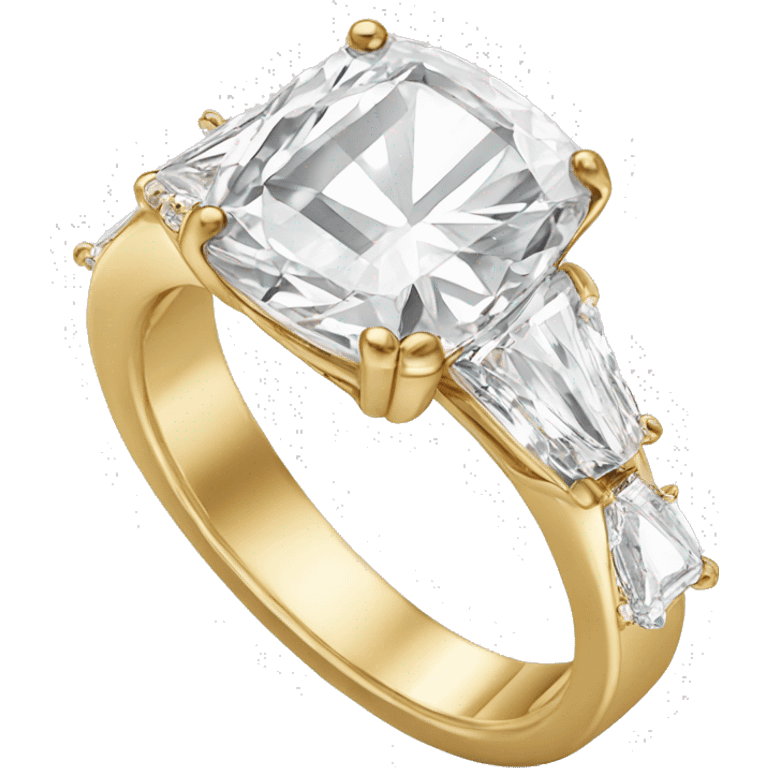 One Cushion cut diamond ring gold band  emoji