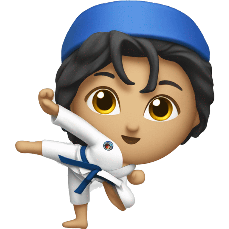 taekwondo blue BELT female kick emoji