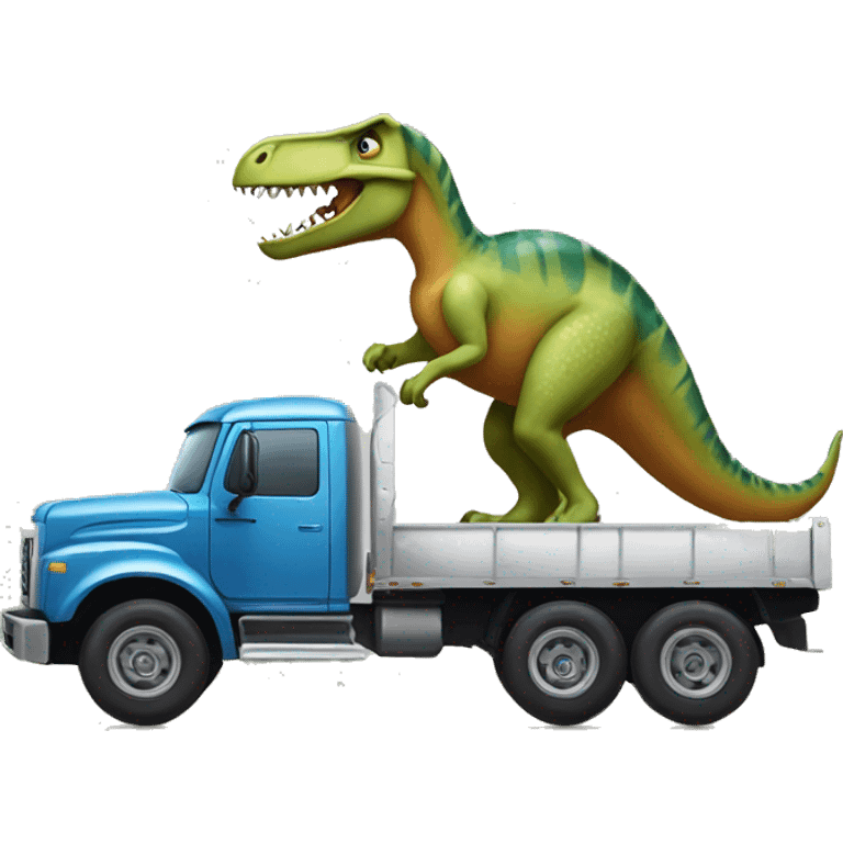 truck with a dinosar emoji