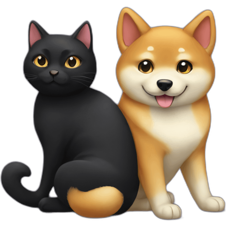 shibainu and black cat being-in-love emoji