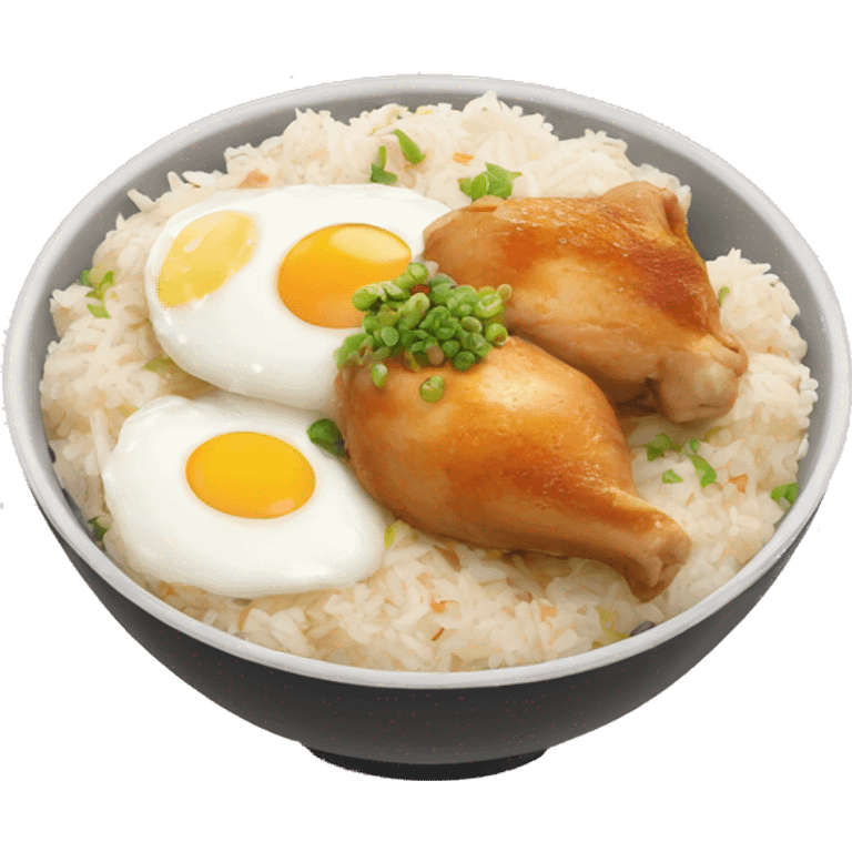 chicken thigh rice bowl with two eggs emoji