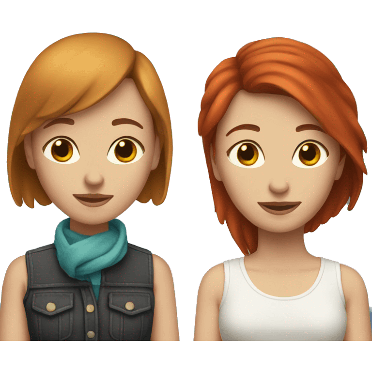 Brunette and redhead lesbian couple emoji