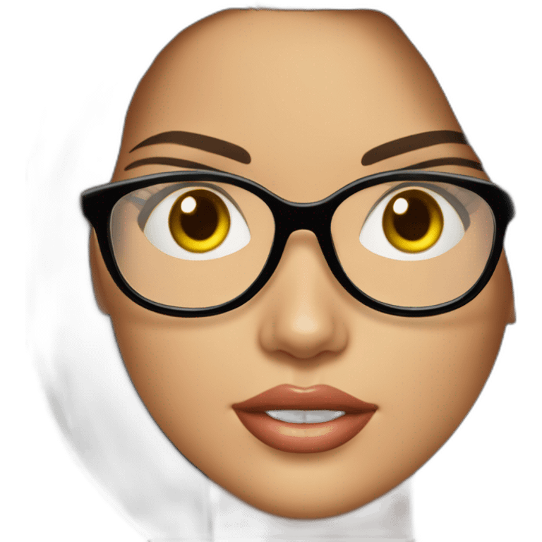 adriana lima, con cabello largo a la cintura y liso, con lentes claros emoji