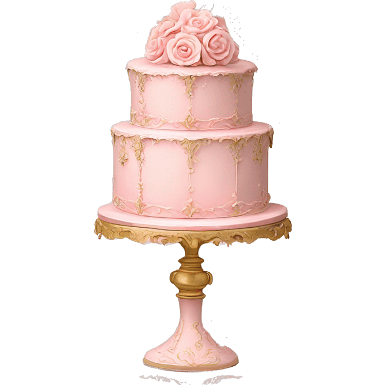 vintage highly detailed rococo pale pink birthday cake emoji