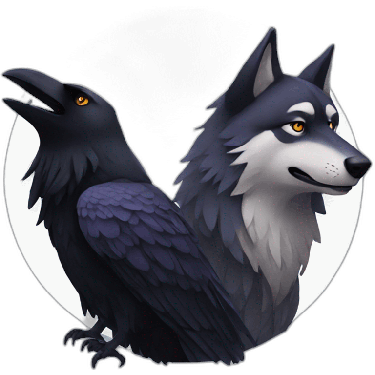 raven and wolf emoji