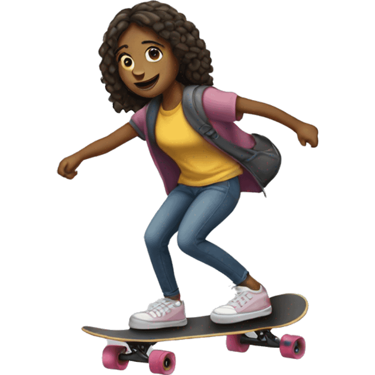 Girl riding skateboard on the street emoji