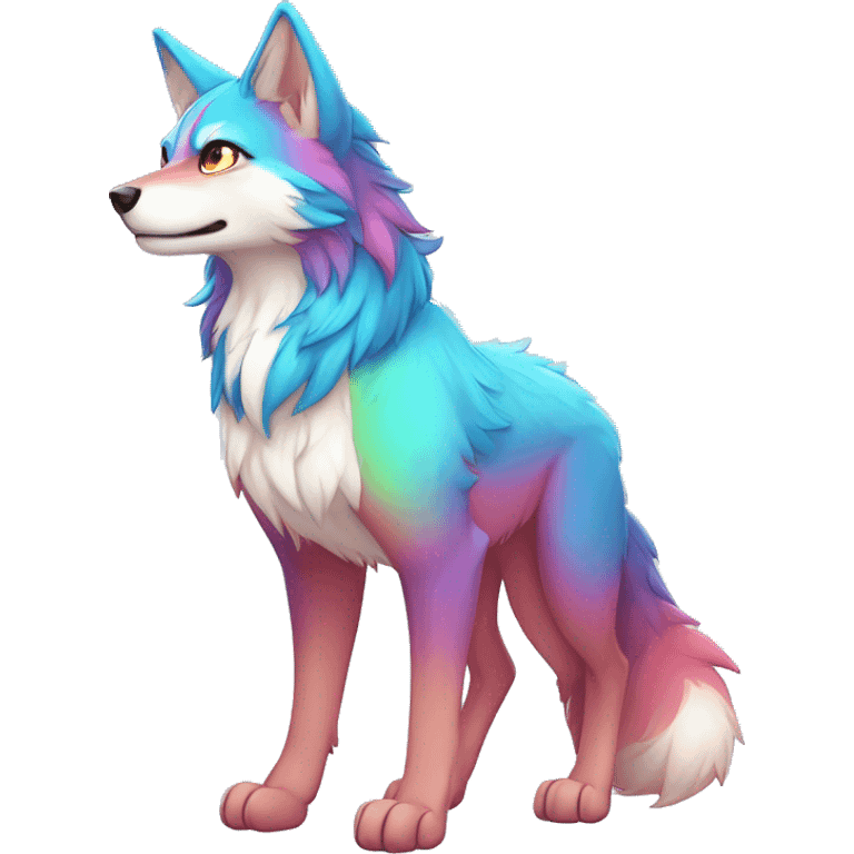 Colorful Shiny Fionbri-Falvie-sparkle-wolf-sona with markings full body emoji