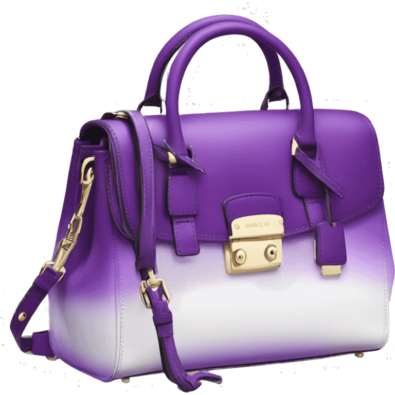 Realistic royal purple to white ombre michael kors satchel purse. emoji