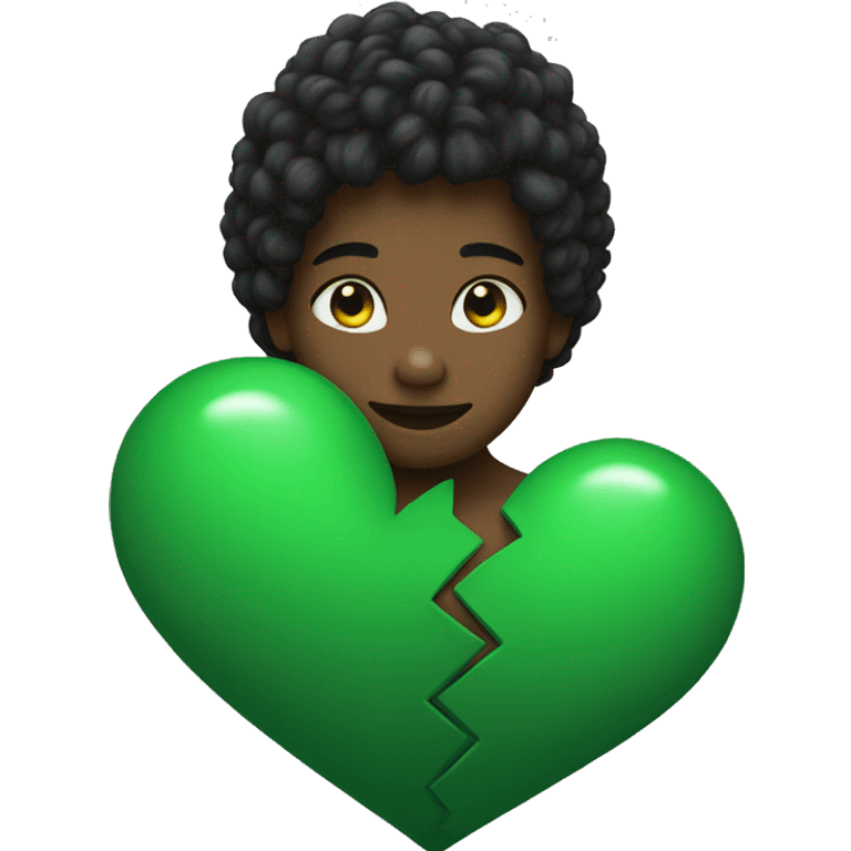 Half black and Green heart emoji