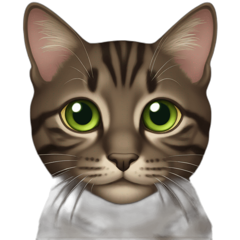 Dark Brown europen tabby cat, Green eyes emoji