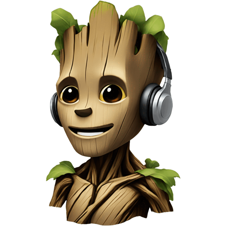 Groot wearing headphones emoji