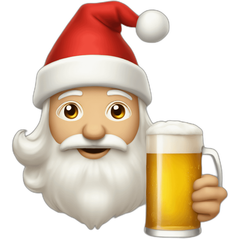 Père Noël qui boit de la bière avec des enfants emoji