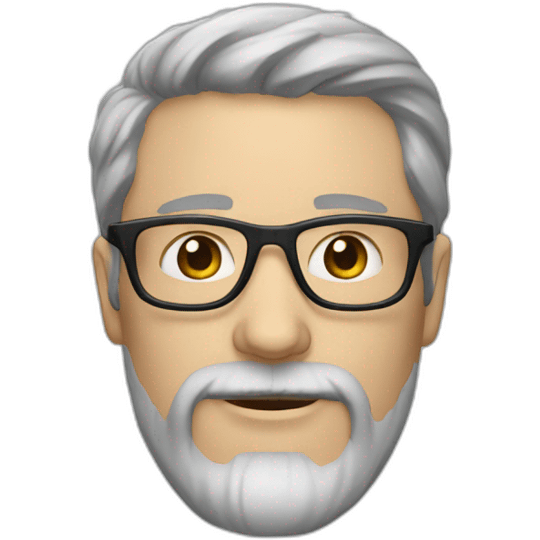 40 year old white man with grey and dark hair and grey beard and dark glasses and long thin nose emoji